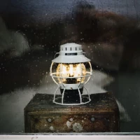 BAREBONES RAILROAD LANTERN VINTAGE WHITE - USB