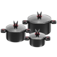 Click & Cook Topf-Set mit Glasdeckel, 6-teilig,